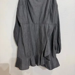 Lovers + Friends Charcoal Off Shoulder Long Sleeve Ruffle Mini Dress Sz L NWT thumbnail 4