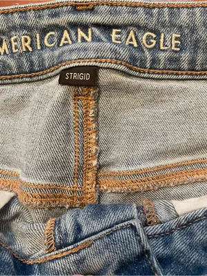 American Eagle Jeans Womens 12 Blue Denim Mom Straight Jean High Rise Distressed thumbnail 5
