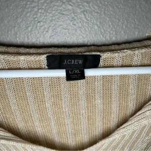 J. Crew neutral relaxed cotton linen blend collared sweater women’s size L XL thumbnail 10
