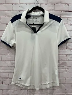Adidas women's white‎ polo shirt size medium thumbnail 1