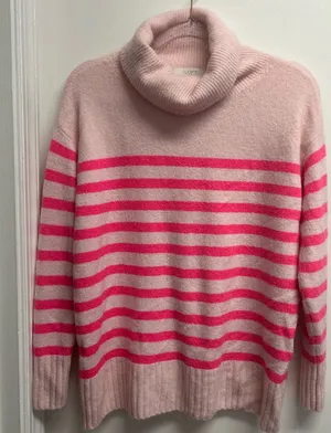 LOFT Pink and Rose Striped Turtleneck Sweater thumbnail 1