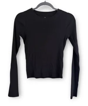 Hollister Black Ribbed Long Sleeve Top thumbnail 1