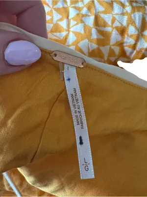 Free People - NWT Kai Mini Dress Yellow Geometric Print Tie Strap Sz L thumbnail 7