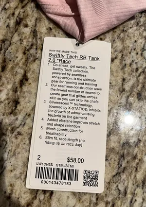 NWT Swiftly Tech Racerback Tank Top 2.0 Race Length - Strawberry Milkshake thumbnail 5
