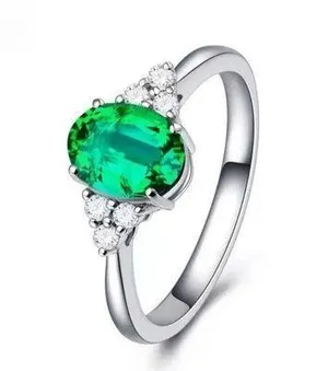 Women's Adjustable Green Crystal Emerald Ring thumbnail 1