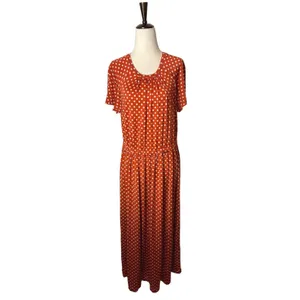 Stine Goya Caitlin Dress Women XS Orange Polka Dot Pleated Midi Boho Retro thumbnail 2