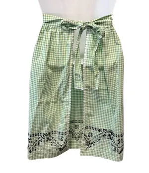 Vintage Green Check Cross Stitched Apron W/Pocket 2 Ways To Wear Top Tied Back thumbnail 2
