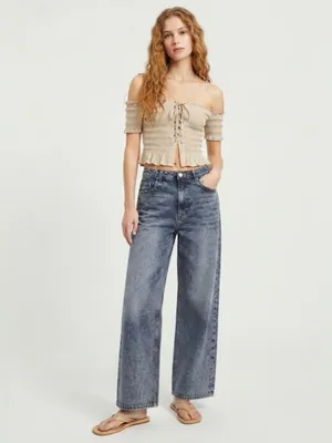 NWT Jason Wu Faded Raw Denim Wide Leg Lyocell Pants Jeans Blue Size 2 thumbnail 2