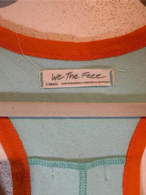 We The Free People Reggi Tank Top Light Blue Orange Trim Size XS thumbnail 4