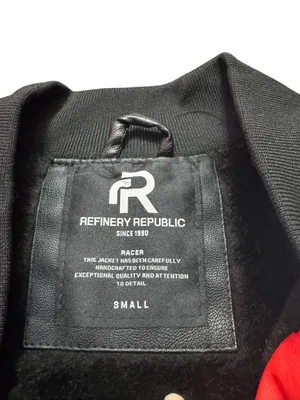 Red and White Racing Bomber Jacket with Checkered Details thumbnail 8