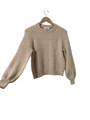 ARITZIA Wilfred SoftSpoke Wool Cashmere Sonder Oatmeal Sweater Pullover Top thumbnail 6
