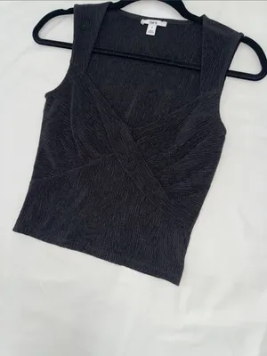 Bar III Black‎ Textured Surplice Tank thumbnail 3