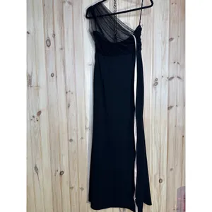 NWT Lulus Brayla Black One-Shoulder Mermaid Maxi Dress Bridesmaid Banquet Size M thumbnail 7