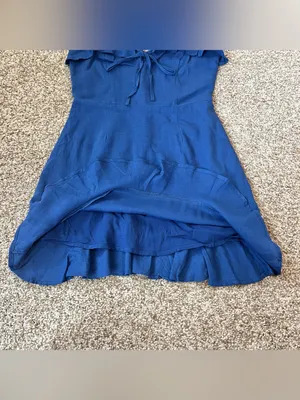 Lulus Days Like This Royal Blue Sleeveless Ruffled Linen Blend Mini Dress Sz XS thumbnail 9