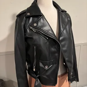 Zara Black Faux Leather Moto Jacket thumbnail 3