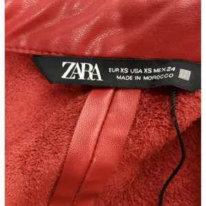 Zara Womens Faux Leather Ruched Mini Shirt Dress Red Long Sleeve XS thumbnail 8