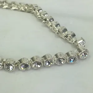 Cubic zirconia tennis bracelet silver tone 7.25” long thumbnail 6