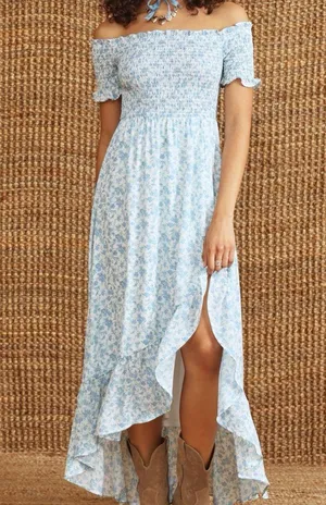NEW Altar’d State White and Blue Floral Maxi Dress Size Small NWT thumbnail 1