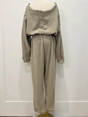 Free People Beach Keepin It Real Jumpsuit Small Brown Lounge Lagenlook Cozy Chic thumbnail 6