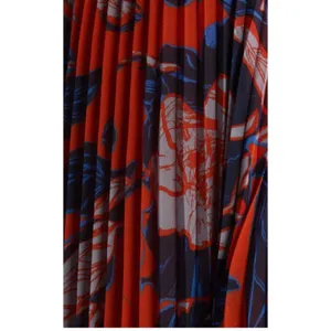 NWT Chelsea28 Floral Print Pleated Long Sleeve Dress Rust Blue Floral Sz XS $149 thumbnail 4