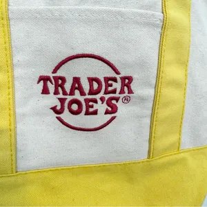 Trader Joe's Yellow and Cream Mini Tote Bag thumbnail 2