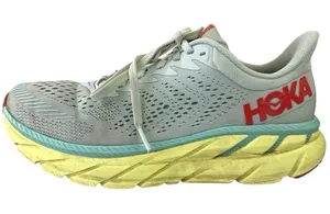 Hoka One One Clifton 7 Womens Mint/Yellow Lace Up Running Sneakers Shoes Sz 6.5 thumbnail 1