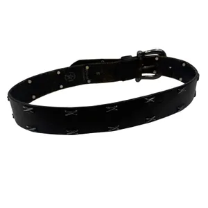 EXP Jeans Leather Belt Studded Whipstitch Brown Y2K Western‎ Grunge Small USA thumbnail 9