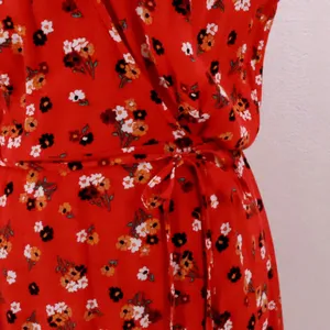 GAP Ditzy Floral Midi Wrap Dress Womens Size XS Red Tie Waist Garden Party Beach thumbnail 2