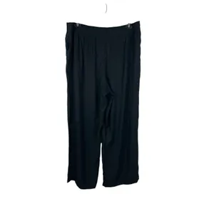 Gap Relaxed Fit Black Crinkle Pull On Elastic Waist Full Length Pants XL NWT thumbnail 2