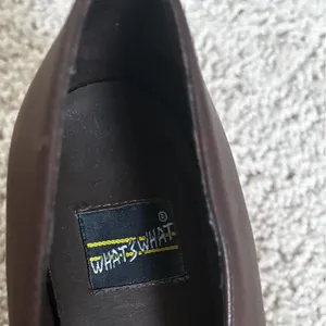 Vintage Brown Leather Loafers Whats What Block Heel Slip On‎ Pumps Size 8 Womens thumbnail 2