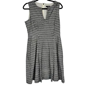 J Crew Blue White Contrast Eyelet Fit Flare Mini Dress Womens 10 Preppy Classic thumbnail 2