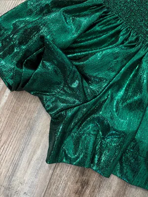 Queen of Sparkles Emerald Green All the Glory Metallic High Waisted Shorts XS thumbnail 7