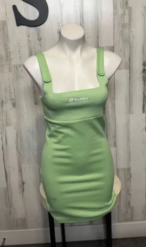 Lotto Lime Green Square Neck Mini Dress Womens Size Small S Activewear Athleisur thumbnail 1