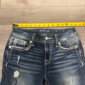 Miss Me Jeans Womens Curvy Ankle Skinny Distressed Flap Pockets Size 26 thumbnail 2