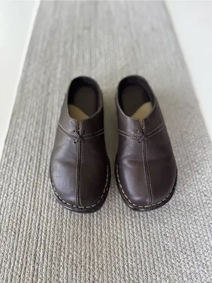 Vintage Dockers Dark Brown Slip-On Leather Mules Size 9W thumbnail 7