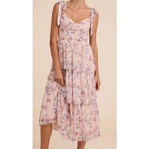 Lulus Flirtatious Radiance Blush Pink Floral Mesh Bustier Midi Dress thumbnail 2