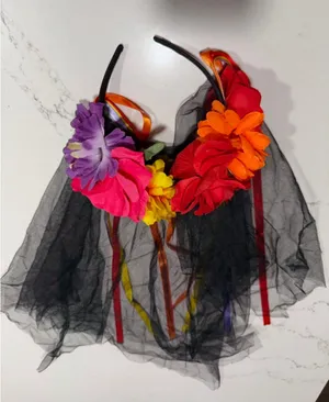 NEW Day of The Dead Flower Headband dia de los muertos costume Halloween thumbnail 1