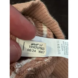 OFFLINE By Aerie Sweater Womens Small Beige Striped Waffle Knit Boat Neck Soft thumbnail 11