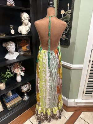 Arden B Vintage Y2K Silk Butterfly Halter Tunic Dress – Size Medium thumbnail 6