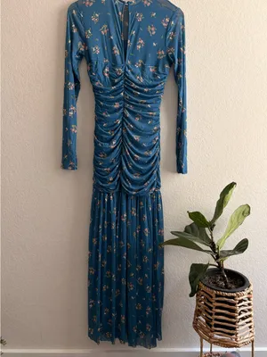 Lulu’s Easy Delight Blue Floral Drop Waist Maxi Dress M thumbnail 5