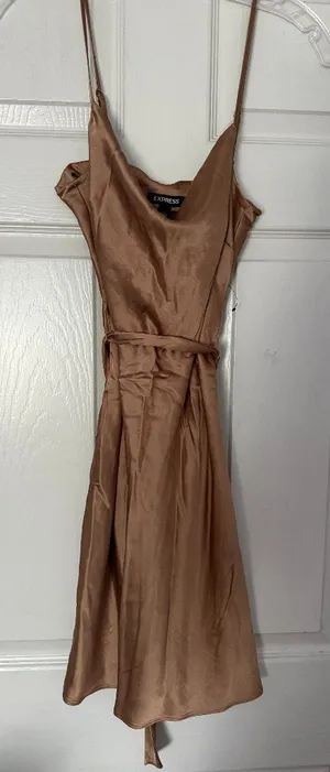 Express Gold Satin Mini Dress thumbnail 1