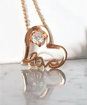 Rose Gold Plated Sterling Silver Floating Heart Love Necklace NIB thumbnail 2