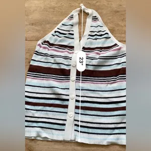 Abercrombie & Fitch Women’s Sz XL Striped Ribbed Halter Sweater Vest thumbnail 10