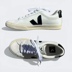 Veja Esplar Leather Sneakers White Black Low Top Lace Up Women’s Size 6 Minimal thumbnail 1
