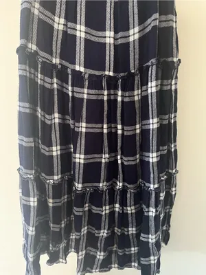 Trixxi Navy Blue White Plaid Tie Strap Mini Dress Small Beachy Coastal Cottagecore thumbnail 3