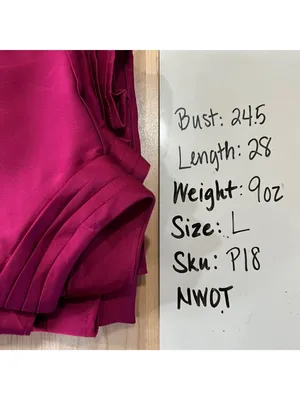 Halogen High Neck Flared Cuff Satin Blouse Fuschia Pink Size Large NWOT thumbnail 11