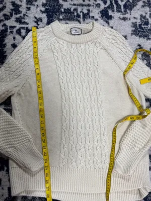 Tuckernuck Ivory Cable-Knit fisherman wool Crew neck Sweater sz L thumbnail 11