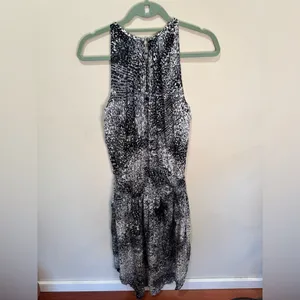 Ramy Brook Audrey Smocked Midi Silk Dress Black and White Print Sz S‎ thumbnail 2