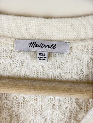 Madewell Mayfair Sweater Cardigan Antique Cream Alpaca Blend XXS Textured Knit thumbnail 8