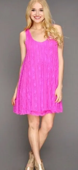 Free People Pink Lace Mini Dress thumbnail 1